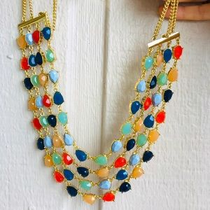 Multicolor tiered stone necklace